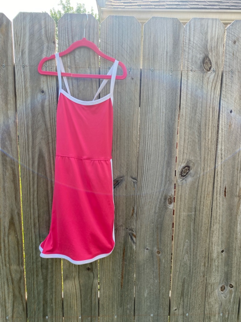 Hot Pink & White Strappy Tennis Dress